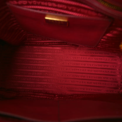 Prada Saffiano Lux Galleria Front Pocket Tote Cerise Papaya 5 of 8