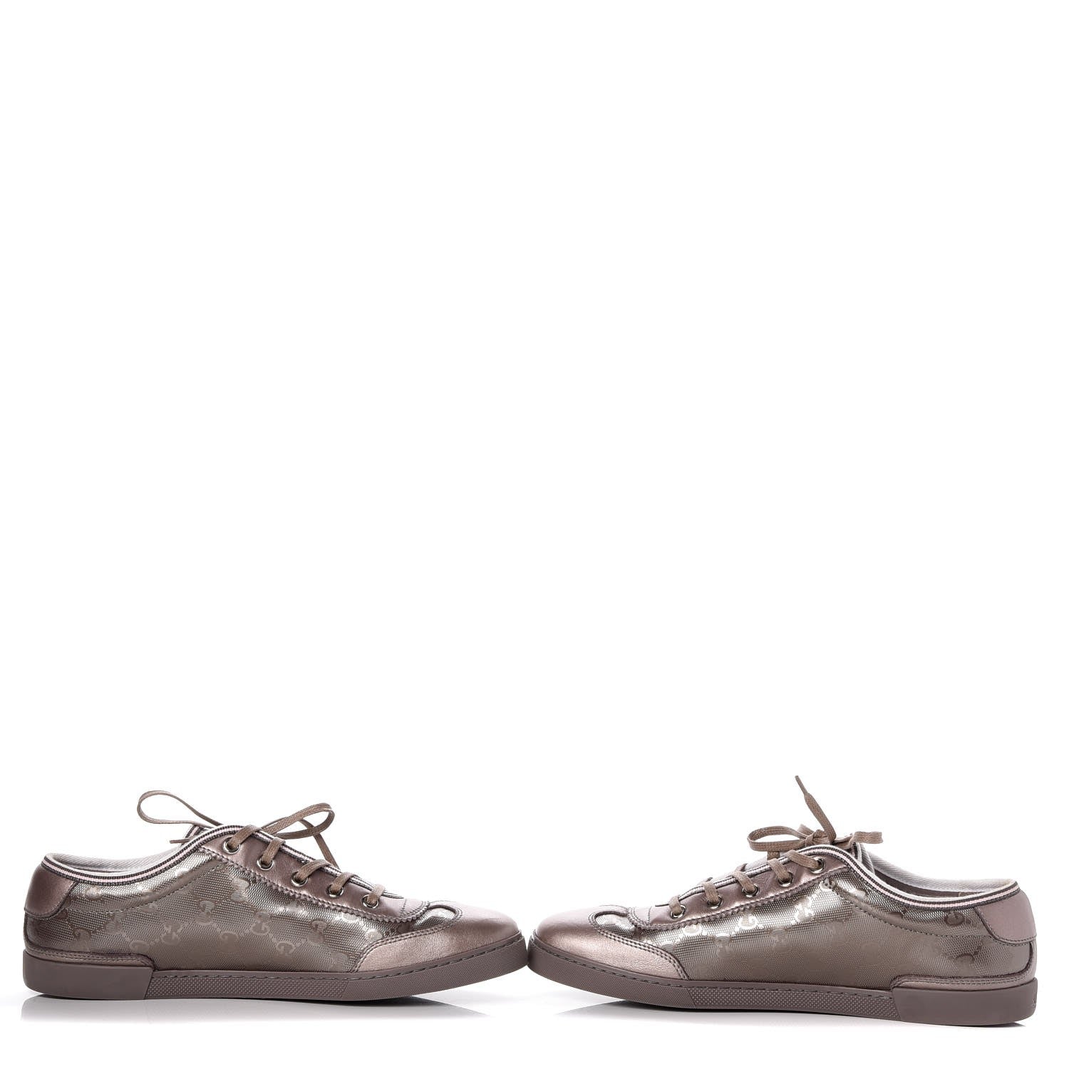 Gucci Imprime Monogram Metallic Miro Soft Calfskin Barcelona Low Top Sneakers 39.5 New Mauve 10 of 13