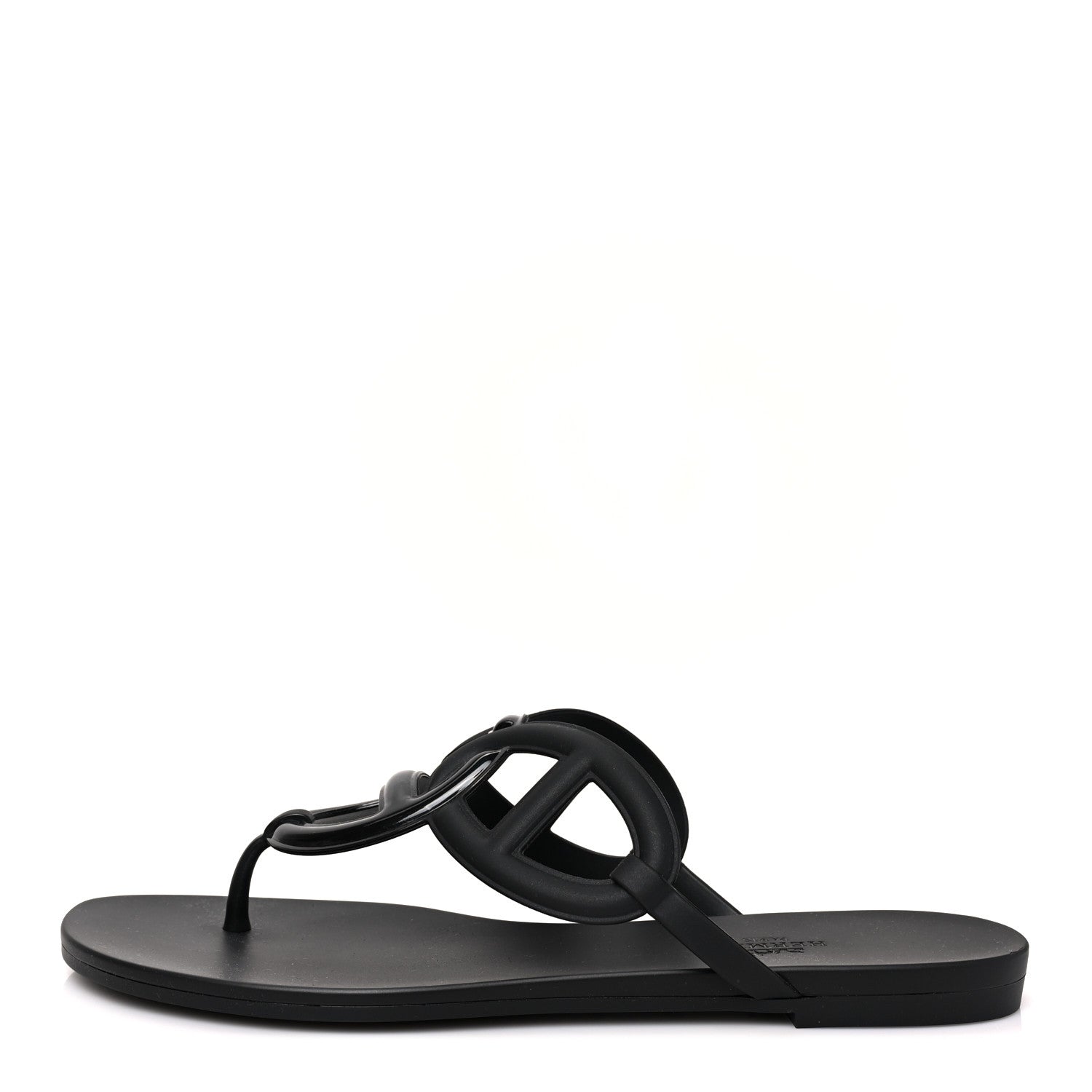 Hermes Rubber Womens Egerie Sandals 40 Black 1 of 7