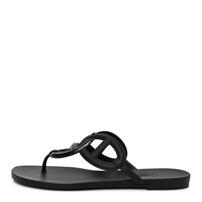 Hermes Rubber Womens Egerie Sandals 40 Black 1 of 7