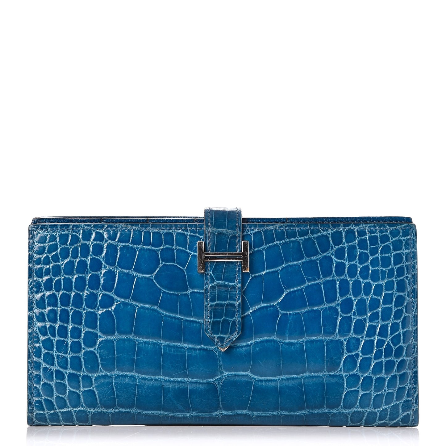 Shiny Alligator Bearn Wallet Bleu Hydra
