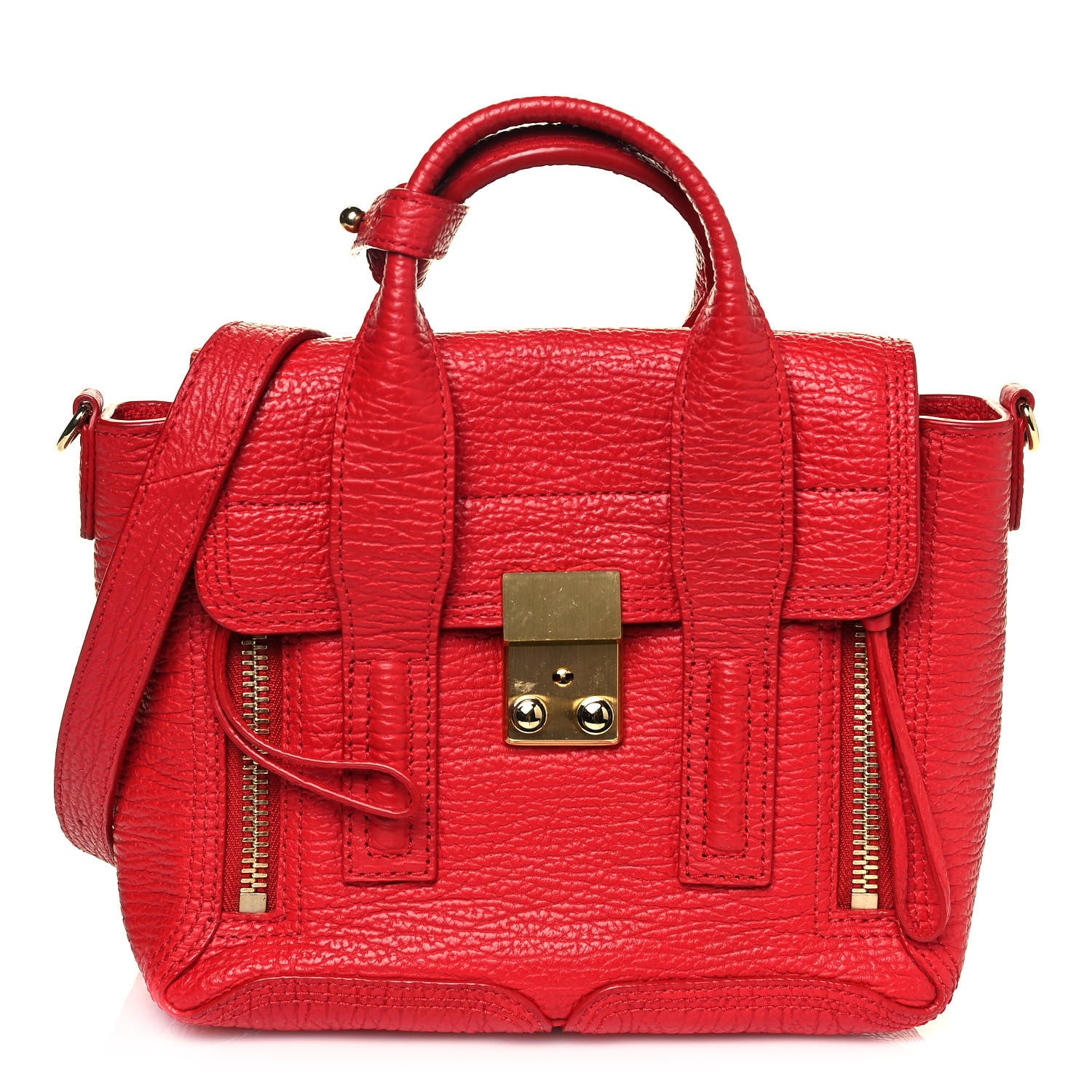 3.1 Phillip Lim Textured Calfskin Mini Pashli Satchel Red 1 of 12