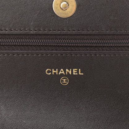 Chanel Shiny Goatskin Quilted Chanel 19 Wallet On Chain WOC Dark Brown 6 of 15