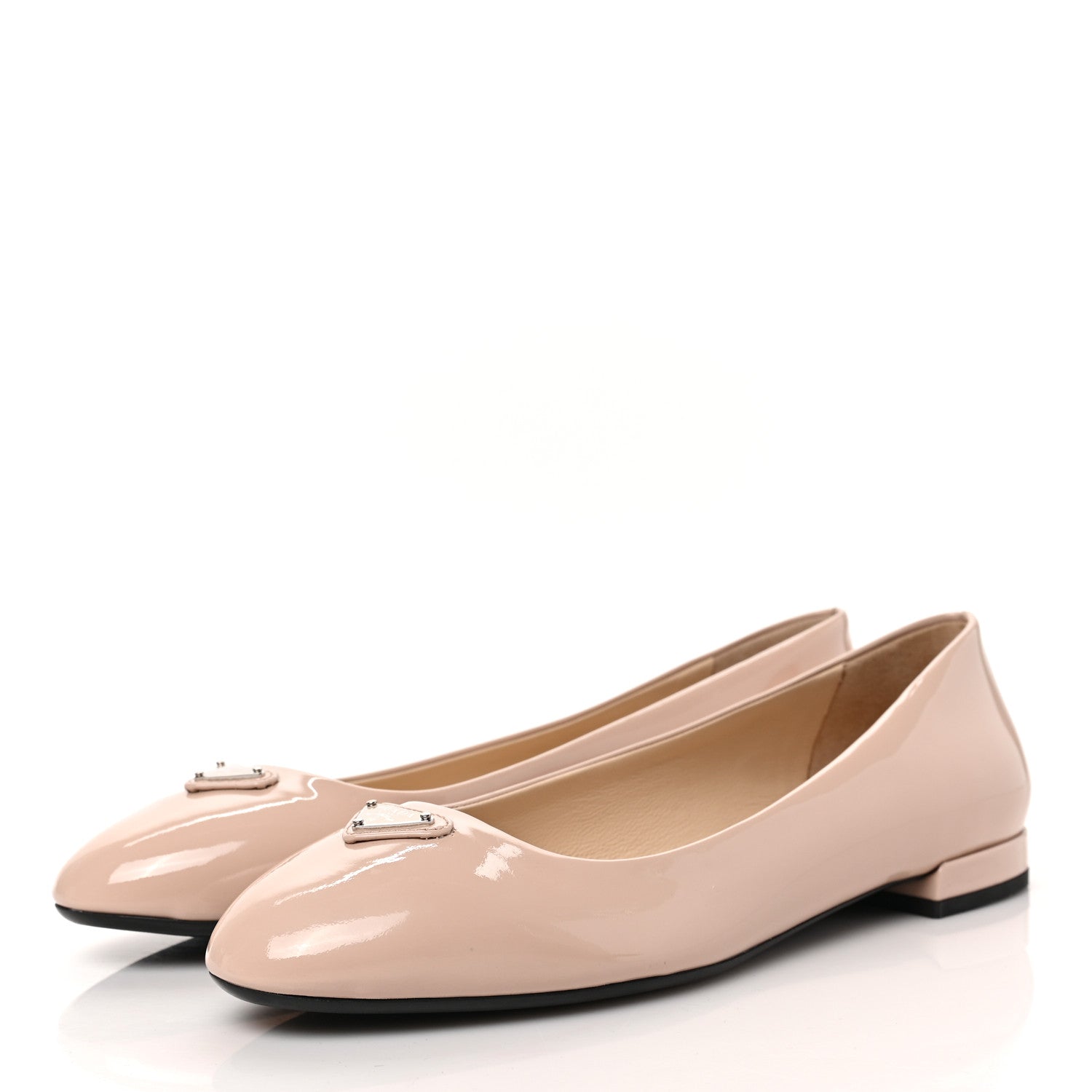 Prada Patent Triangle Ballerina Flats 37.5 Cipria 3 of 8