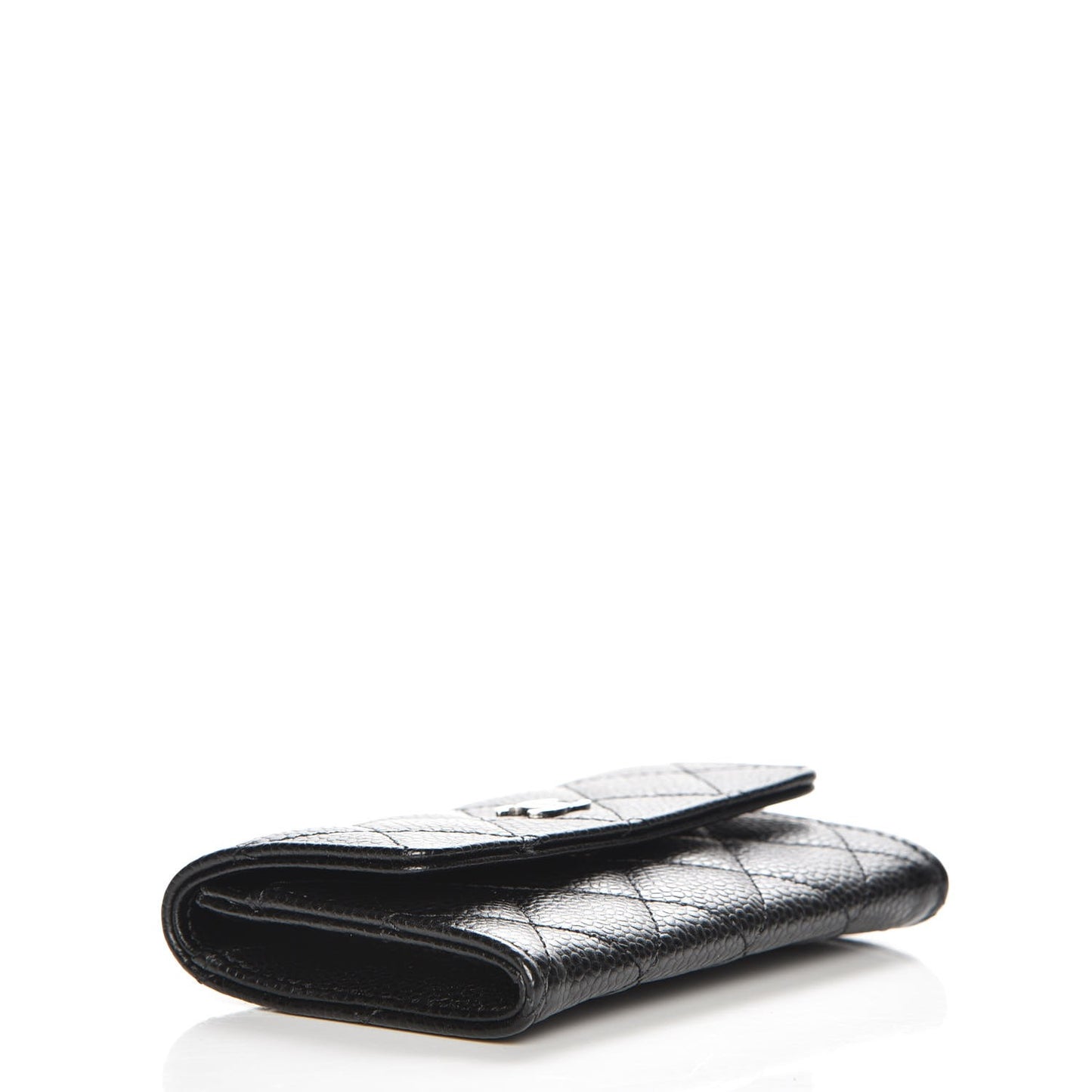Caviar Quilted Flap Card Holder Black