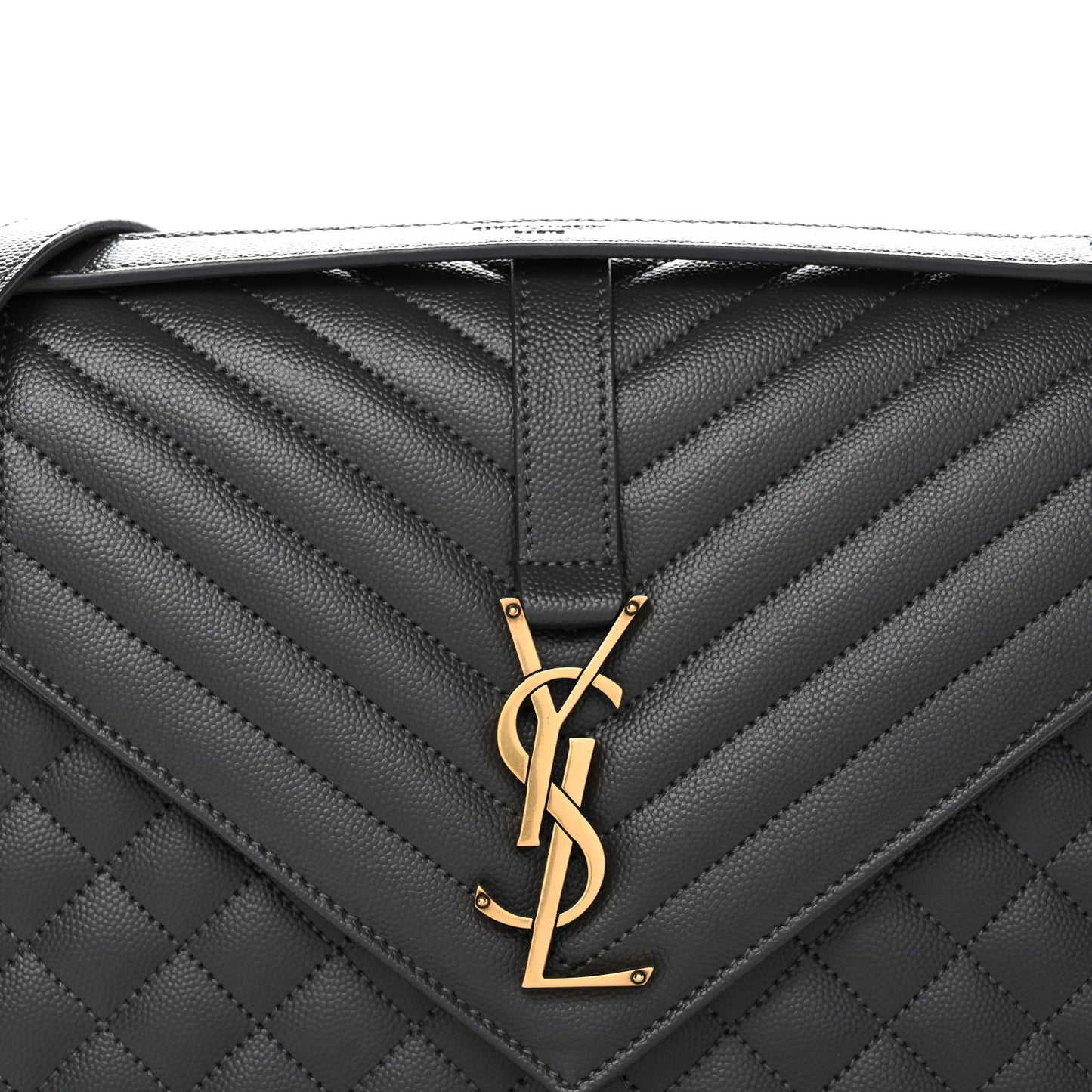 Grain De Poudre Textured Mixed Matelasse Large Triquilt Monogram Satchel Storm Storm