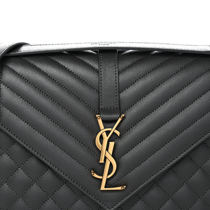 Saint Laurent Grain De Poudre Textured Mixed Matelasse Large Triquilt Monogram Satchel Storm Storm 7 of 10