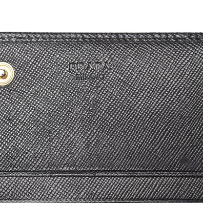 Prada Saffiano Metal Continental Flap Wallet Black 6 of 8