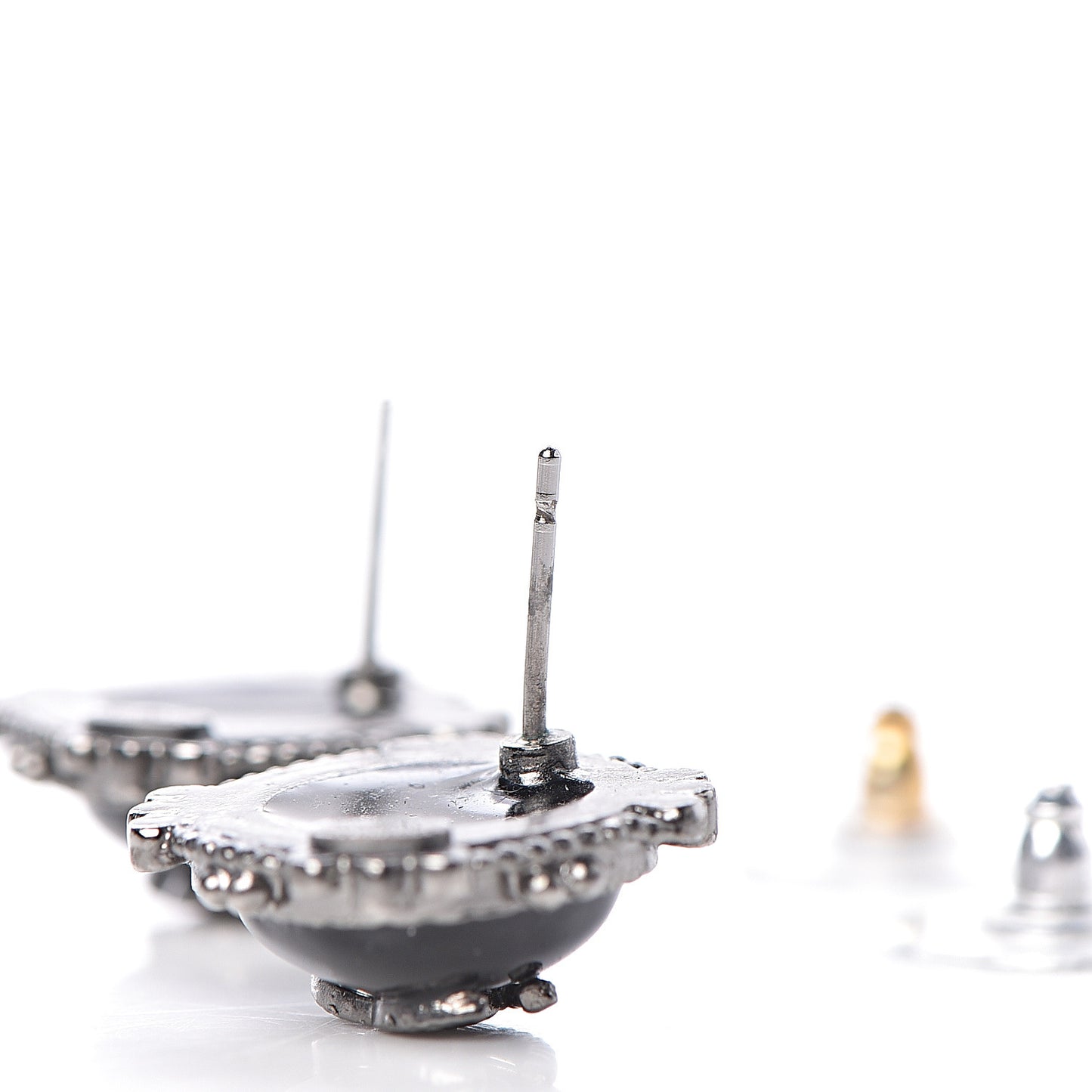 Ruthenium Enamel CC Earrings Black