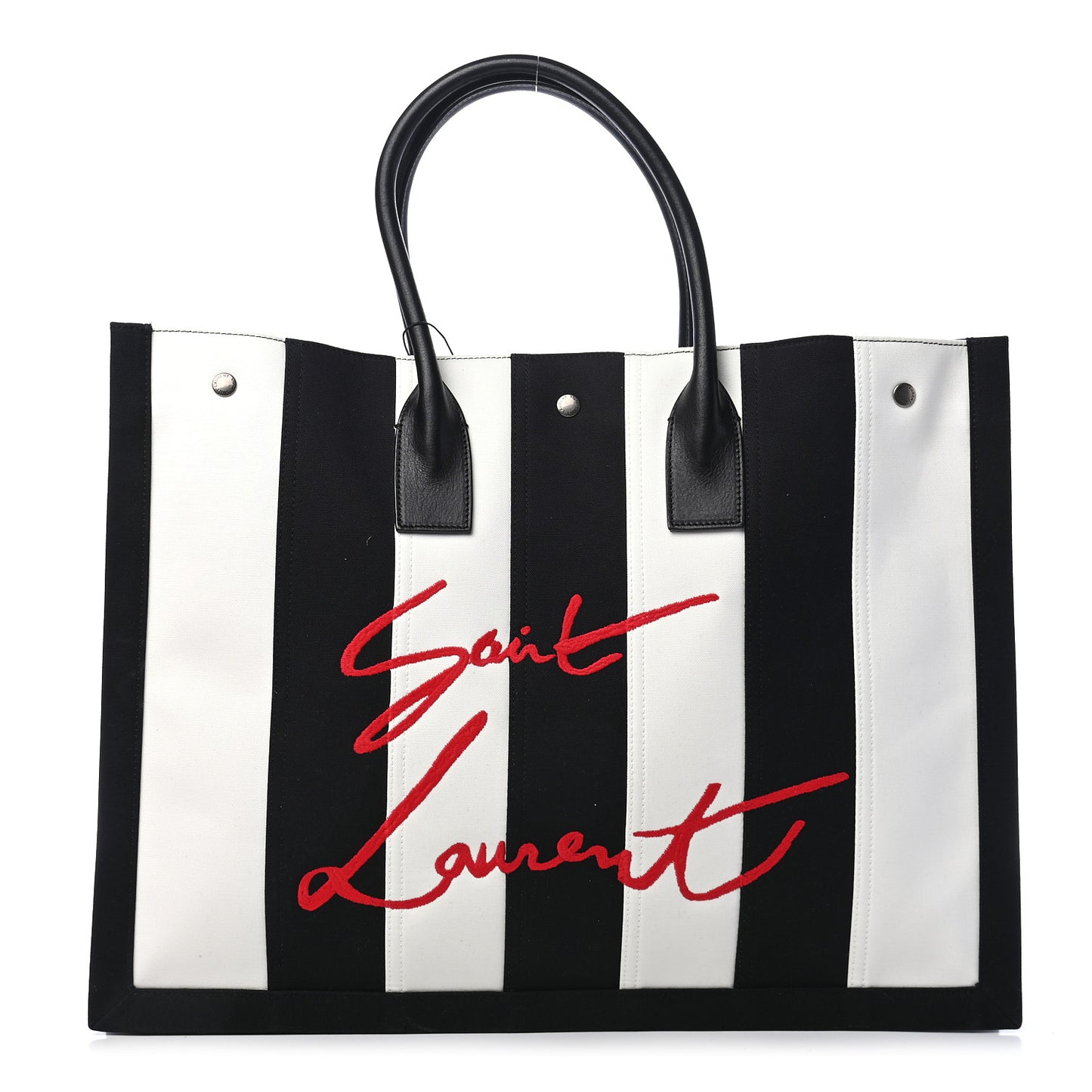 Canvas Noe Striped Tote Black White
