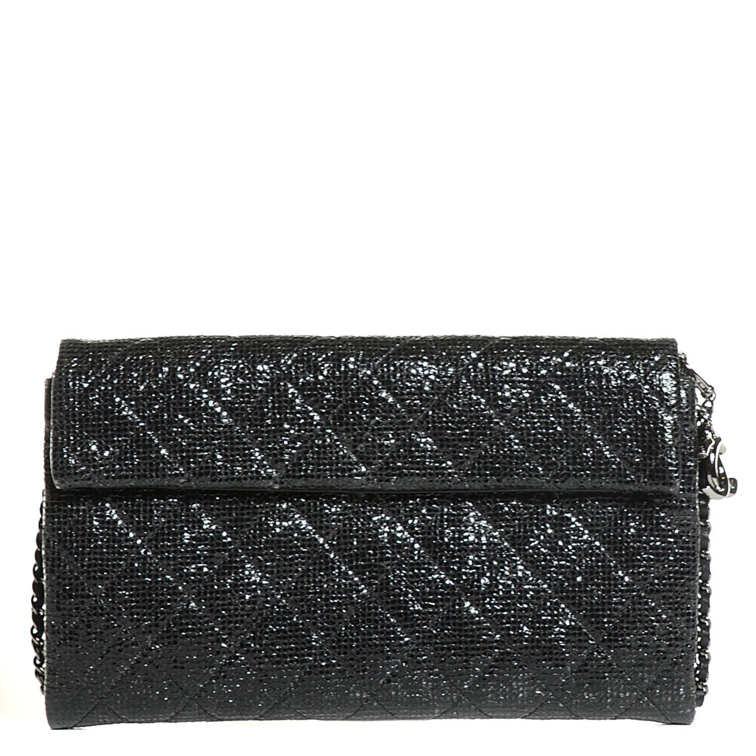 Chanel Iridescent Quilted Chain Clutch Black 8 of 14