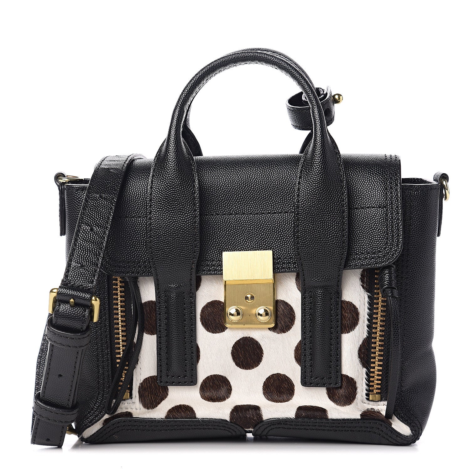 3.1 Phillip Lim 3.1 Calf Hair Polka Dot Mini Pashli Satchel Black 1 of 8