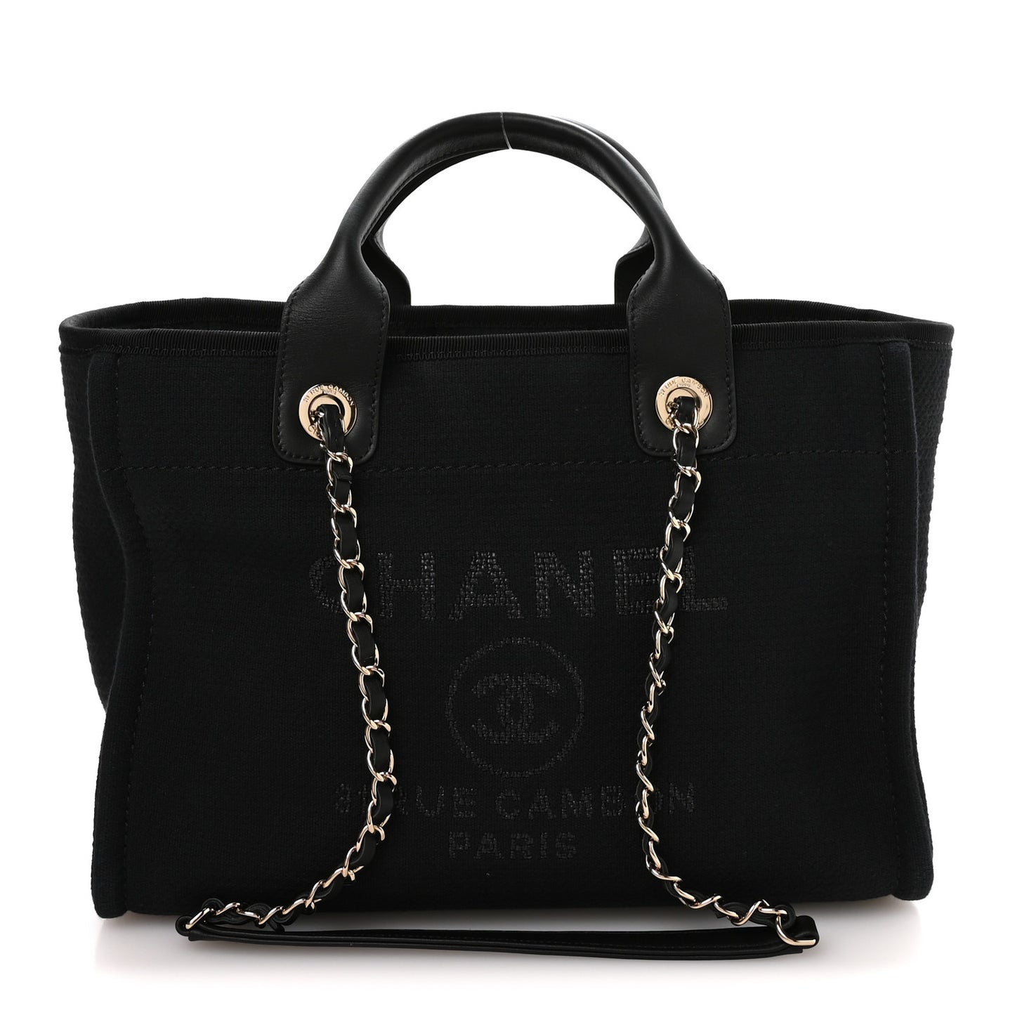 Mixed Fibers Calfskin  Small Deauville Tote Black