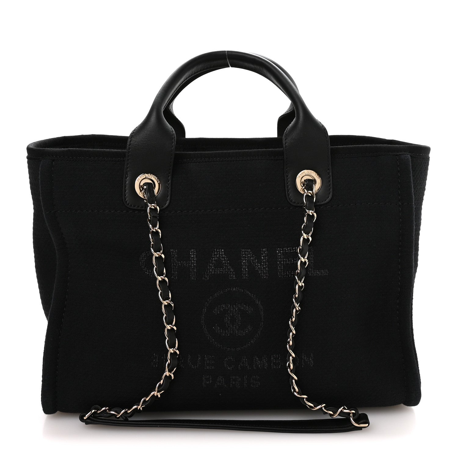 Chanel Mixed Fibers Calfskin  Small Deauville Tote Black 1 of 12