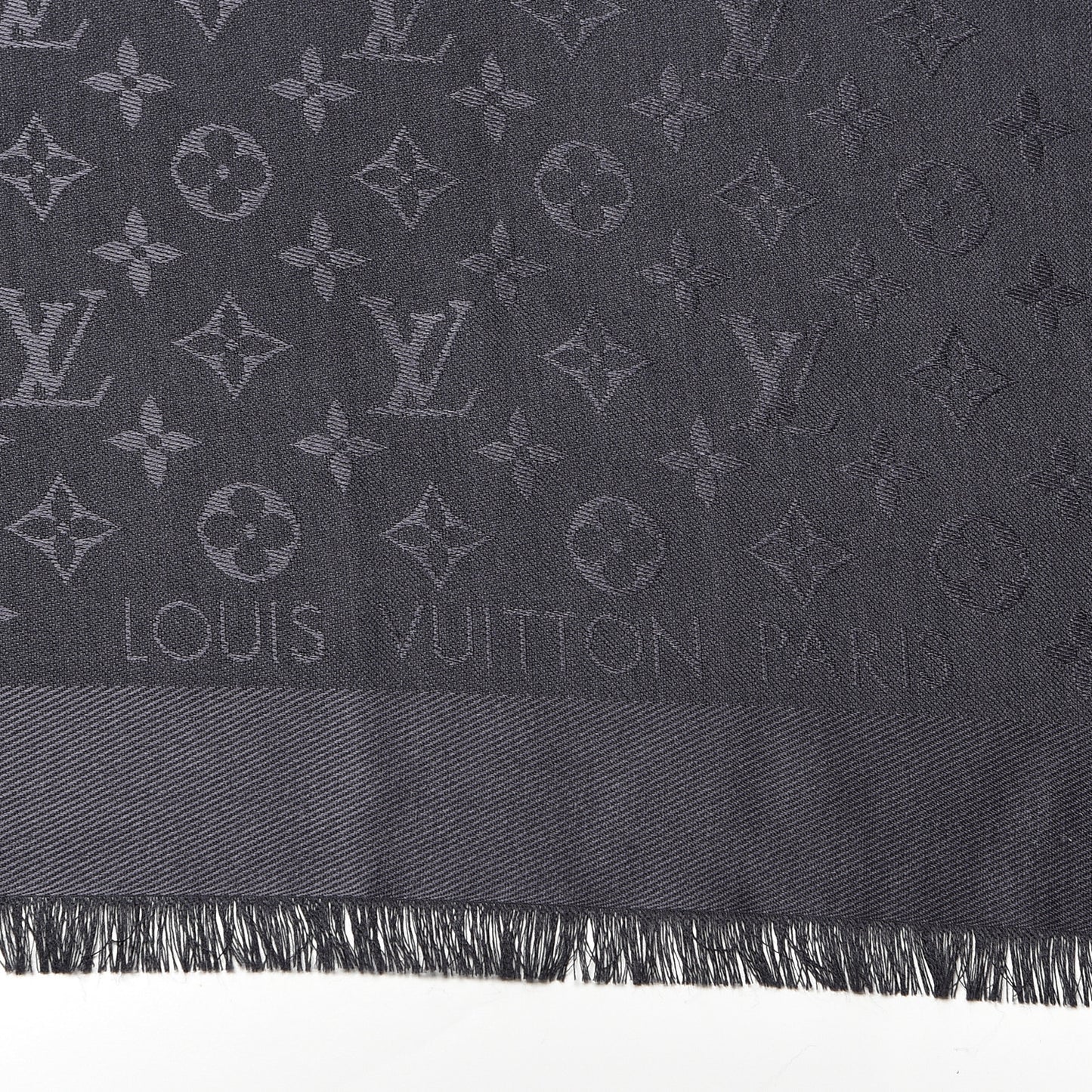 Monogram Silk Wool Shine Shawl Anthracite