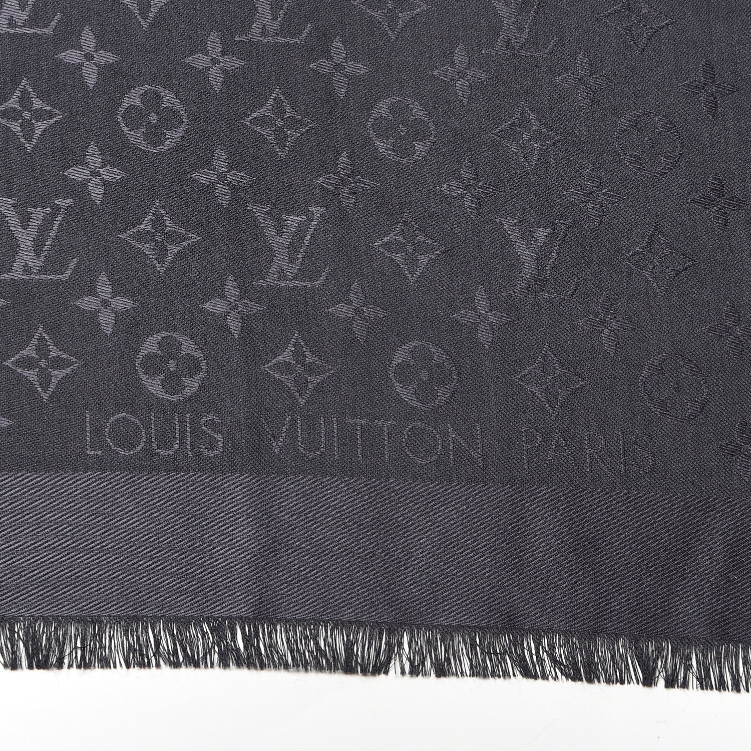 Louis Vuitton Monogram Silk Wool Shine Shawl Anthracite 3 of 4