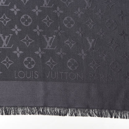Louis Vuitton Monogram Silk Wool Shine Shawl Anthracite 3 of 4