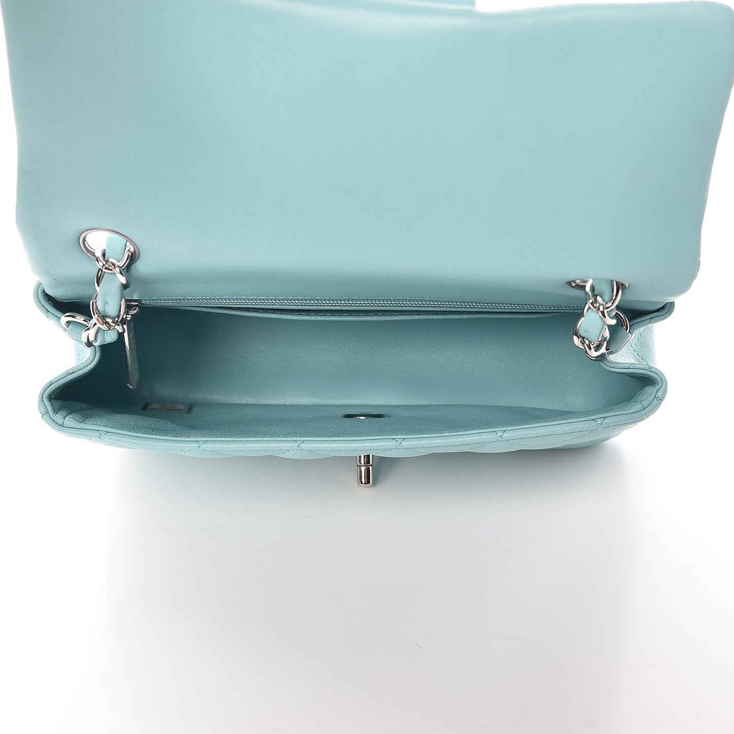 Lambskin Quilted Mini Rectangular Flap Light Blue