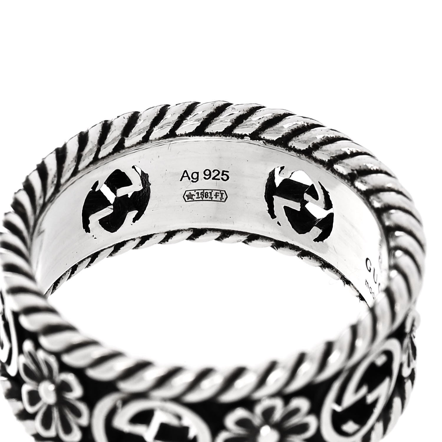 Gucci Sterling Silver Interlocking G Flower Ring 50 5.25 5 of 6