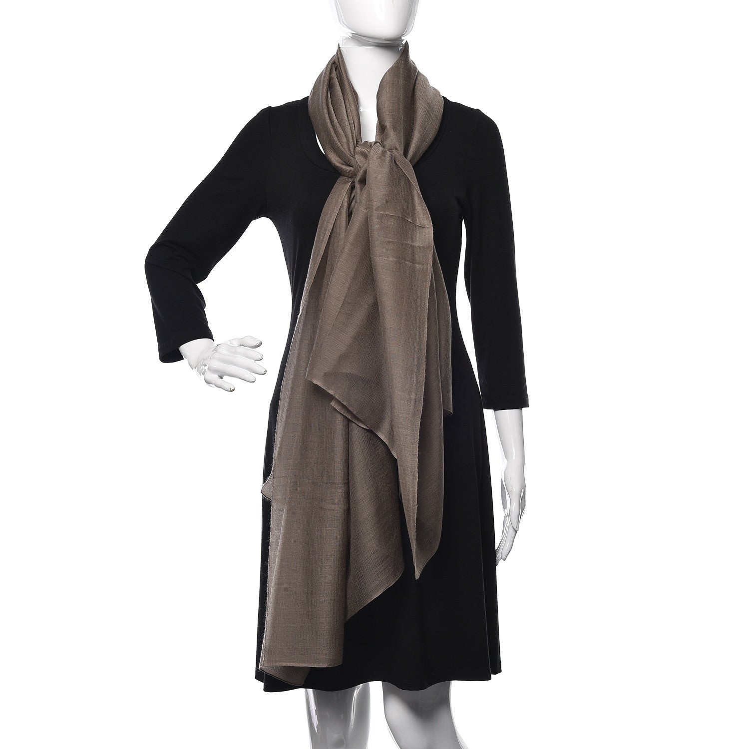 Hermes Cashmere Silk Plume Unie Stole Etoupe 2 of 5