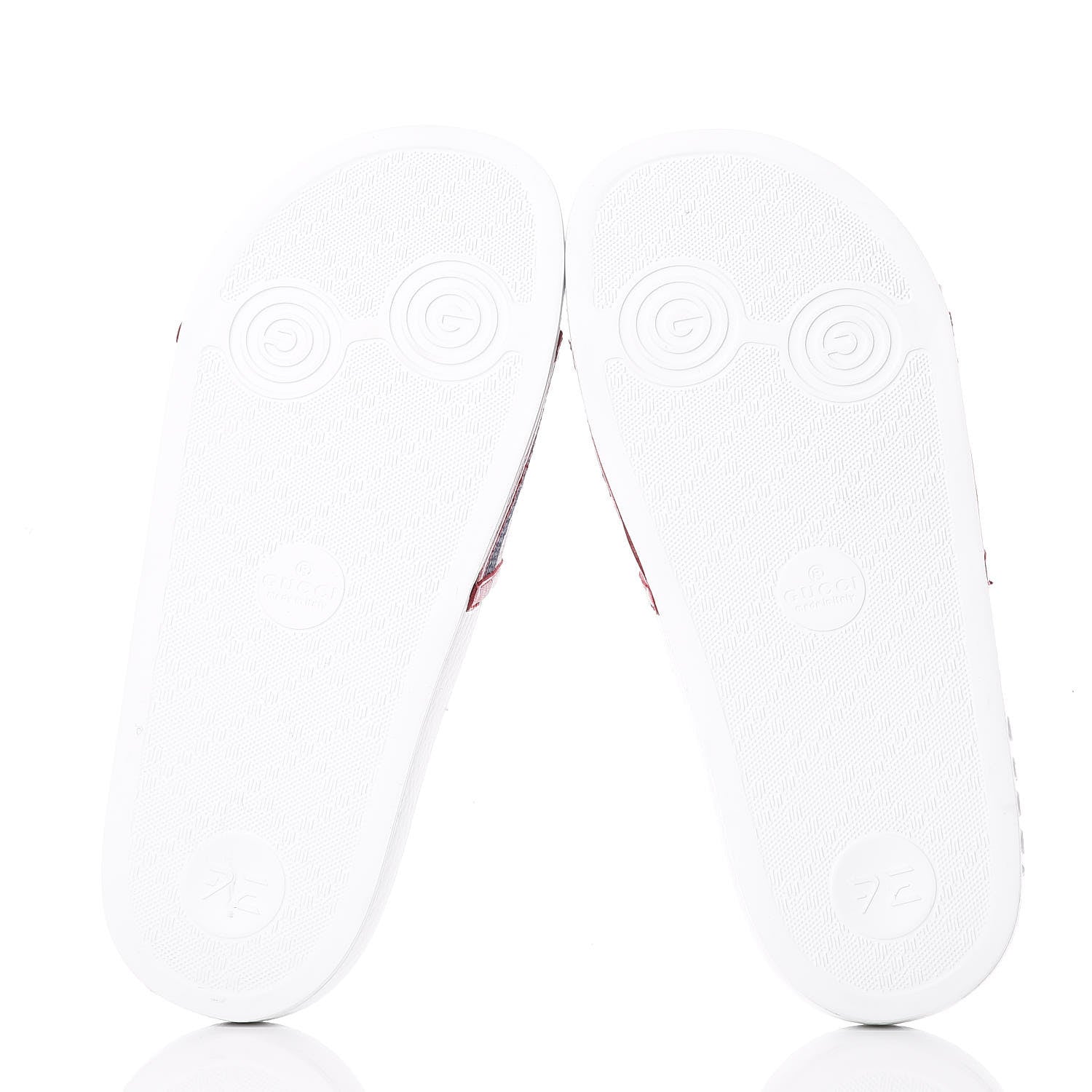 Gucci Canvas Sylvie Stripe Logo Pursuit Slide Sandals 35 Mystic White Hibiscus Red Maritime 6 of 9