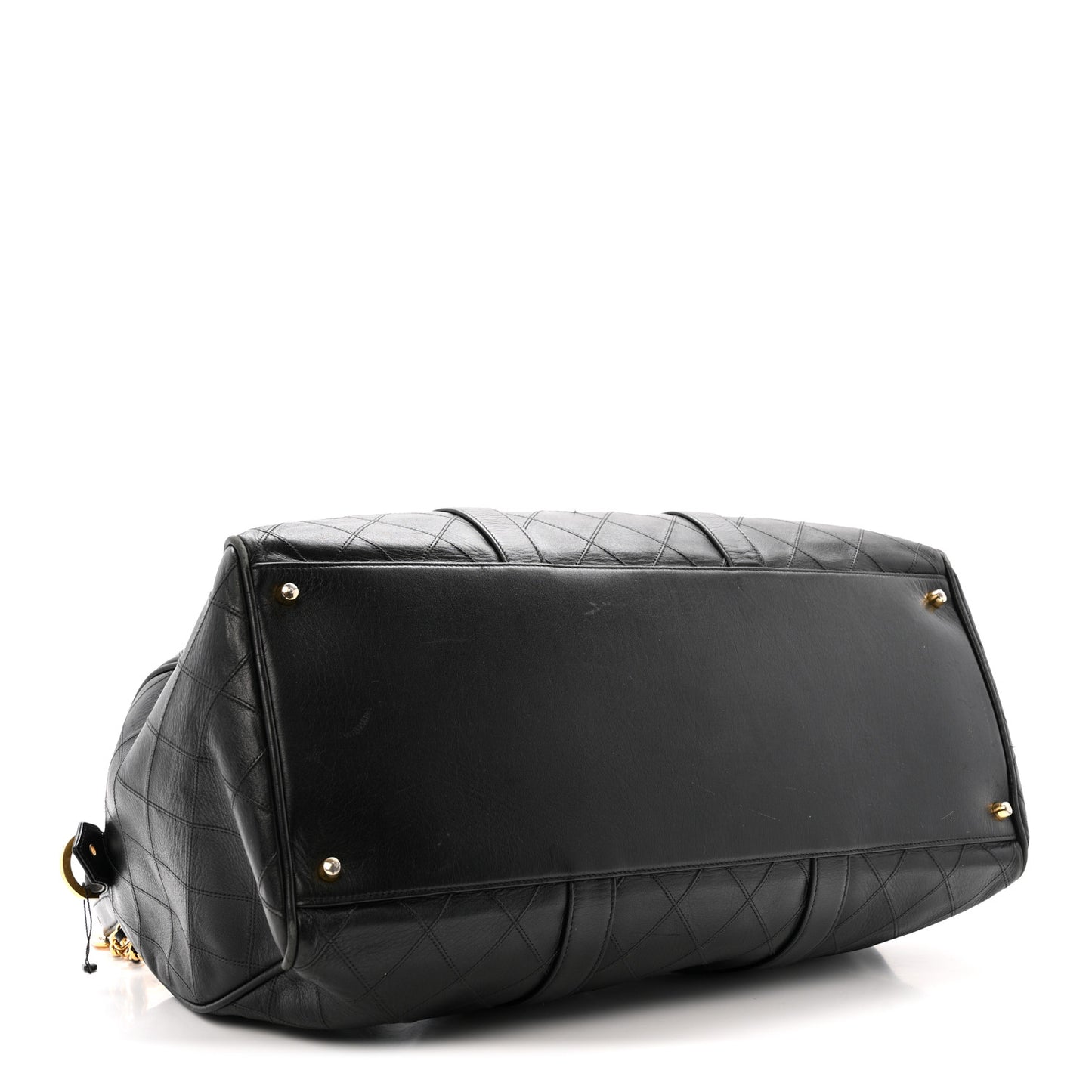 Calfskin Stitched Duffle Travel Bag Black