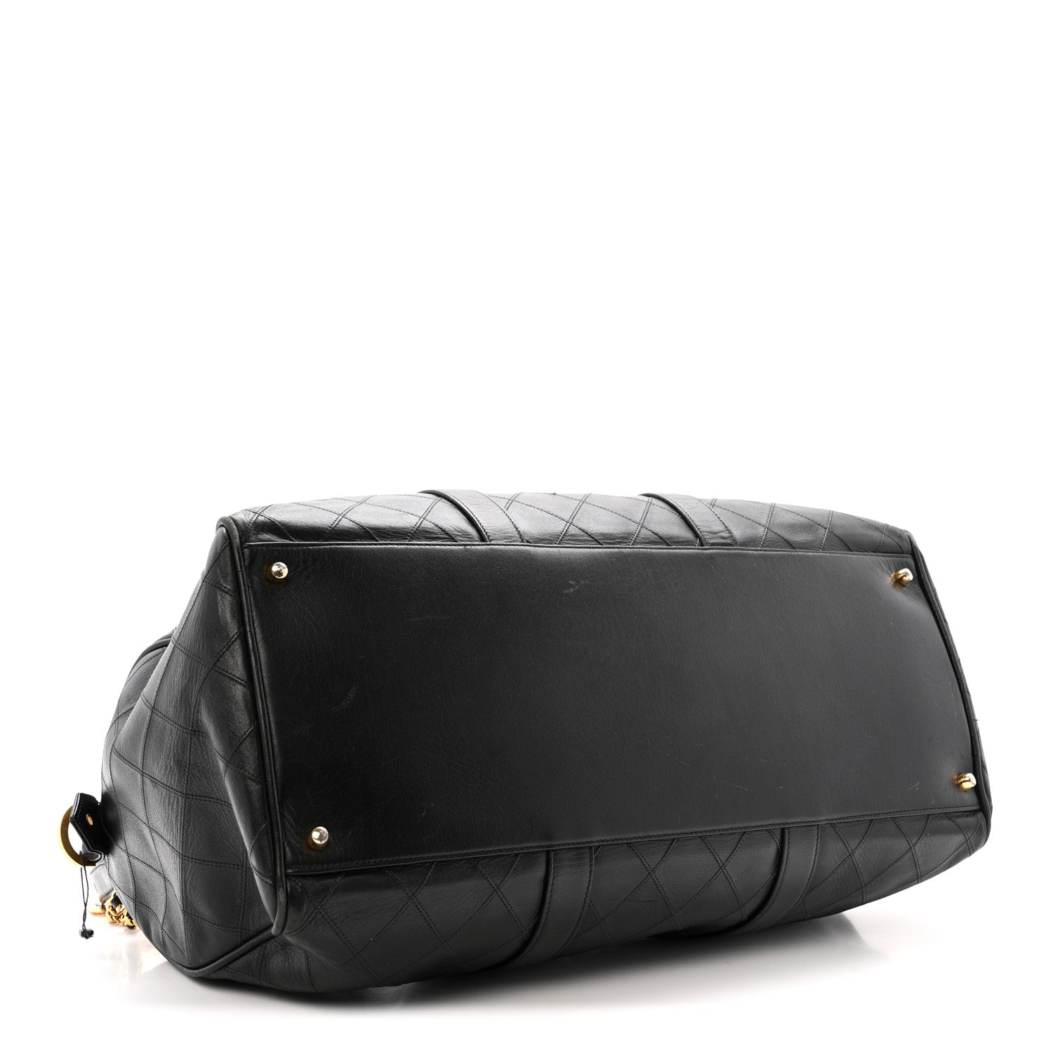 Chanel Calfskin Stitched Duffle Travel Bag Black 4 of 15