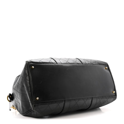 Chanel Calfskin Stitched Duffle Travel Bag Black 4 of 15