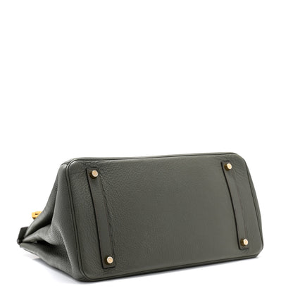 Hermes Taurillon Clemence Birkin 35 Vert De Gris 4 of 12