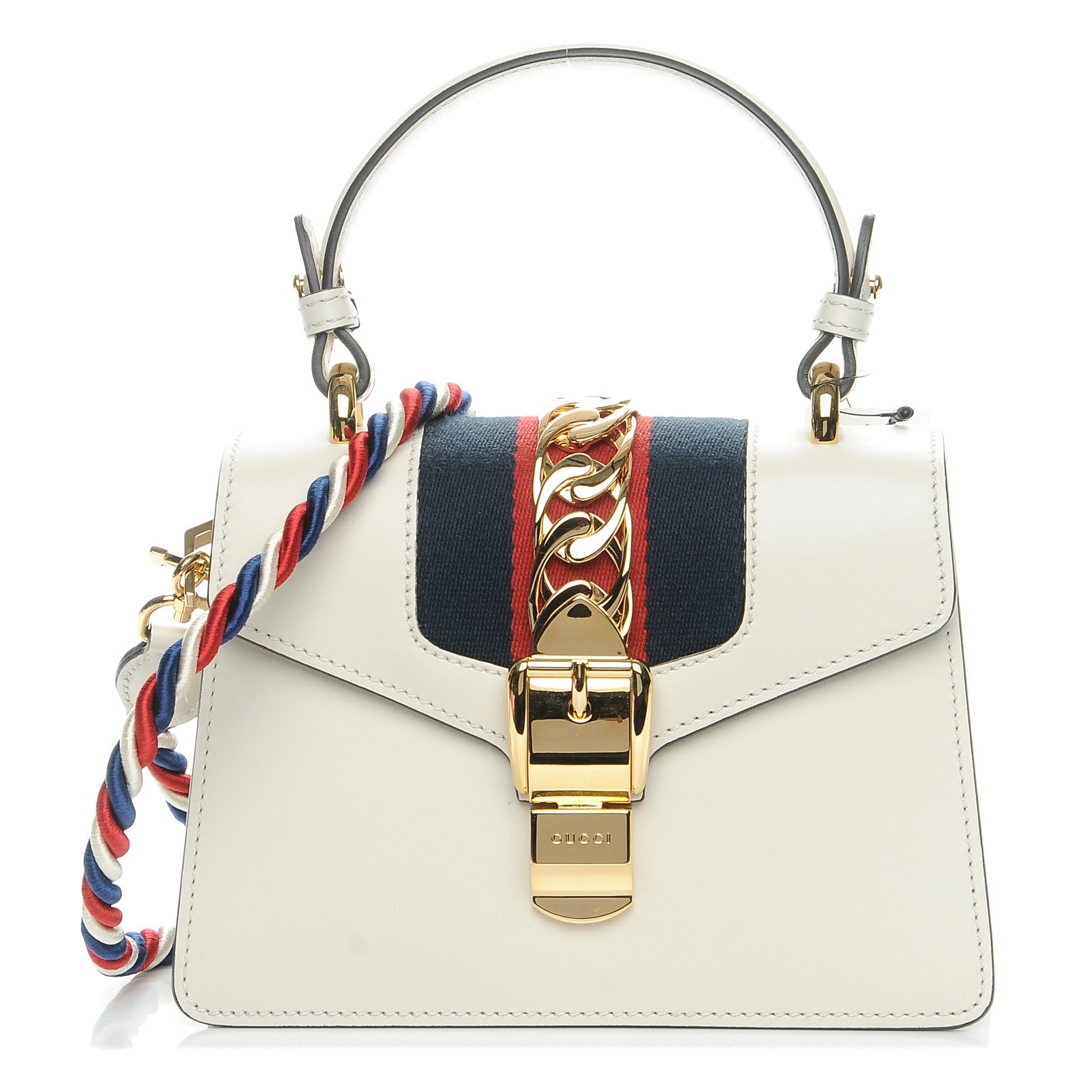Gucci Calfskin Mini Sylvie Top Handle Bag White 1 of 7