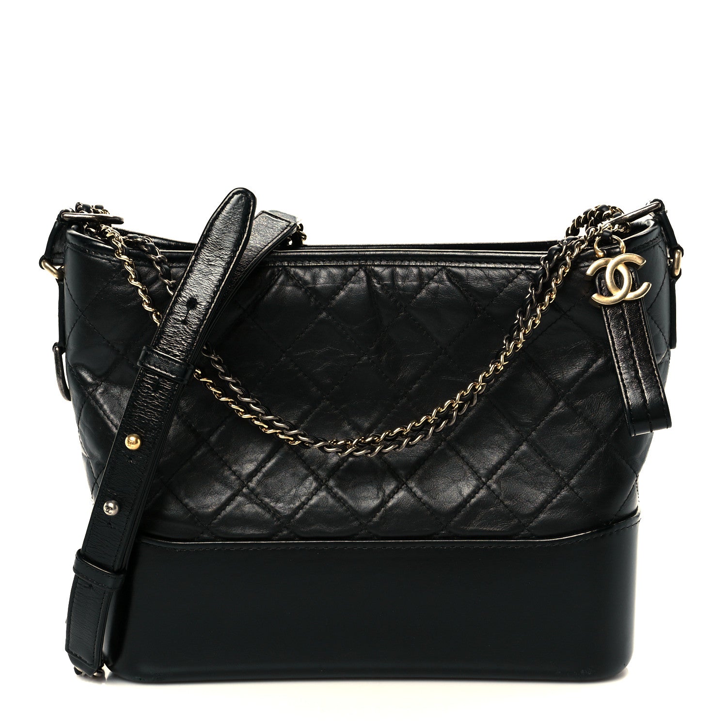 Chanel Aged Calfskin Quilted Medium Gabrielle Hobo Black 1 of 12
