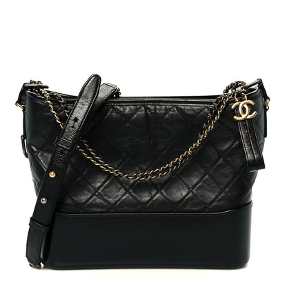 Chanel Aged Calfskin Quilted Medium Gabrielle Hobo Black 1 of 12