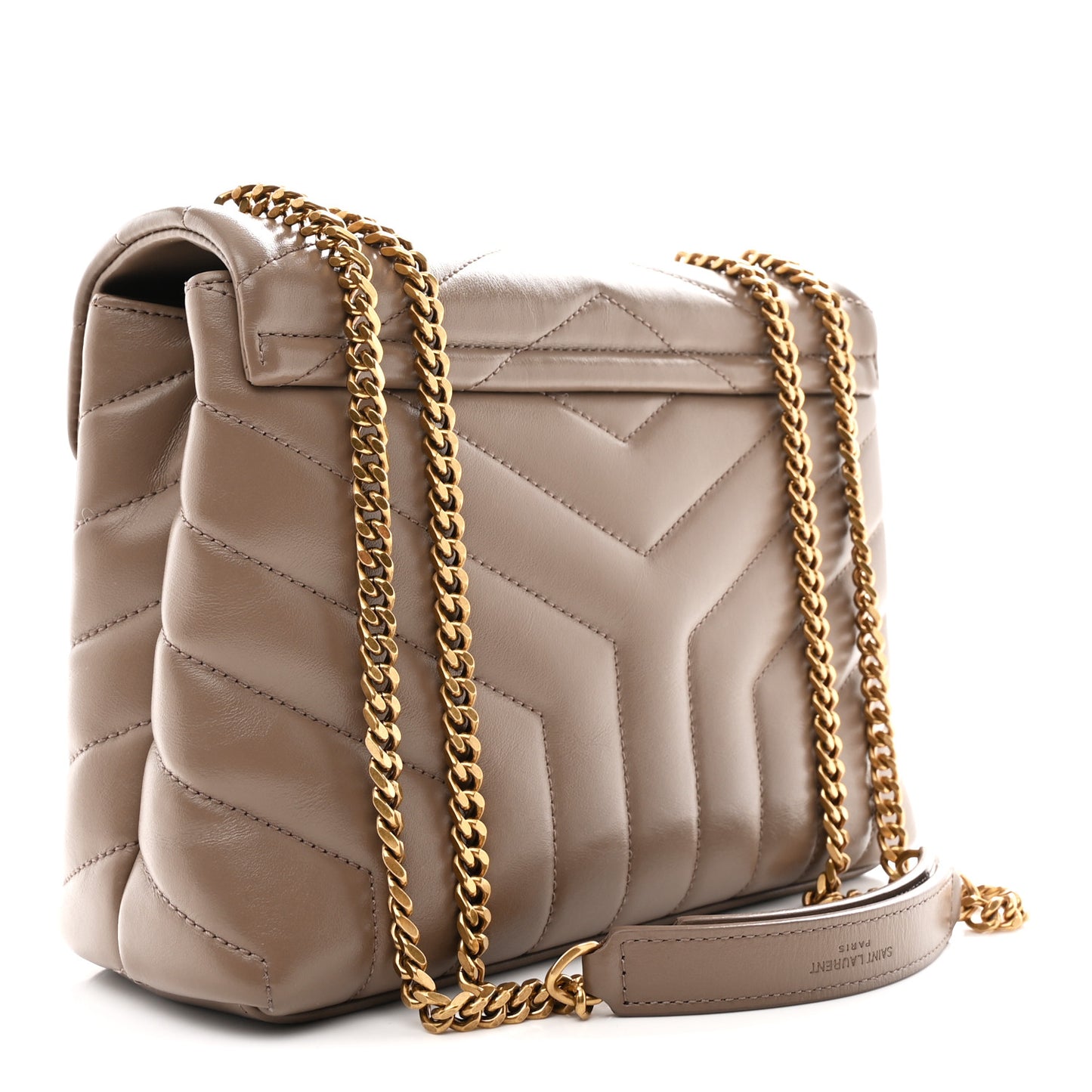 Calfskin Y Quilted Monogram Small Loulou Chain Satchel Taupe