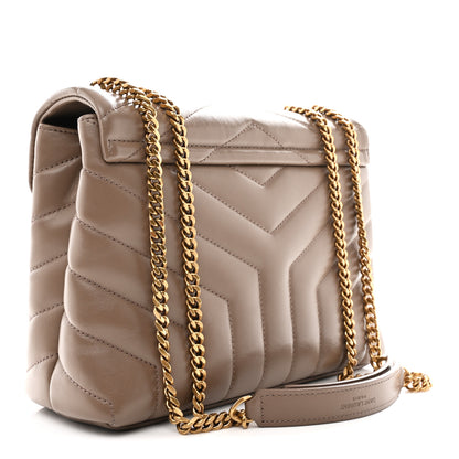 Saint Laurent Calfskin Y Quilted Monogram Small Loulou Chain Satchel Taupe 3 of 11