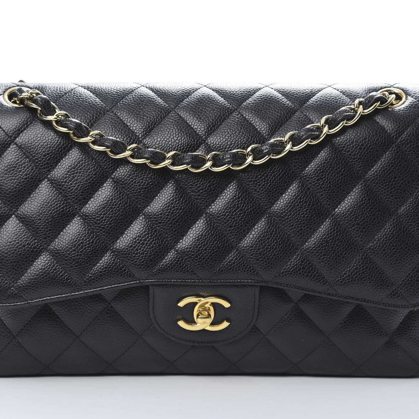 Caviar Quilted Jumbo Double Flap Black