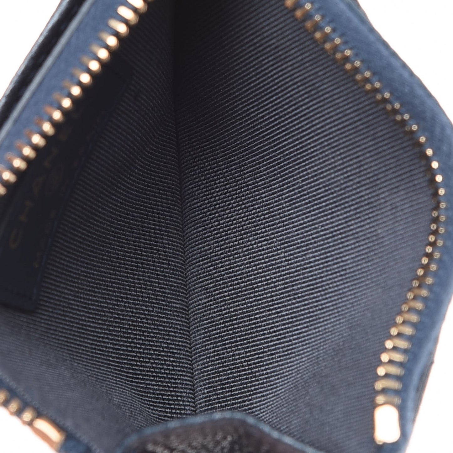 Metallic Caviar Quilted CC Zip Card Holder Dark Blue