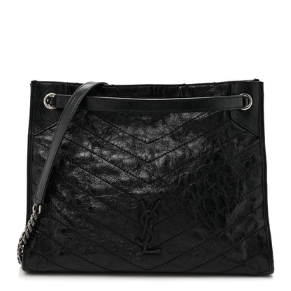 Saint Laurent Crinkled Calfskin Matelasse Monogram Medium Niki Shopper Tote Black 1 of 17