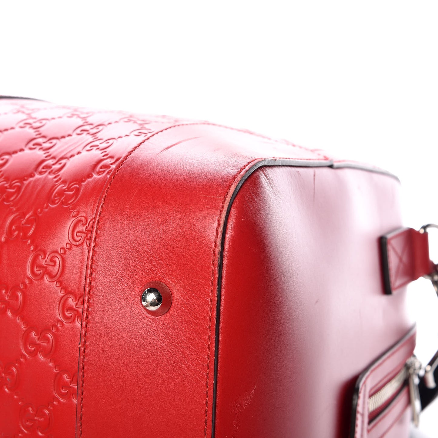 Guccissima Signature Large Duffle Hibiscus Red