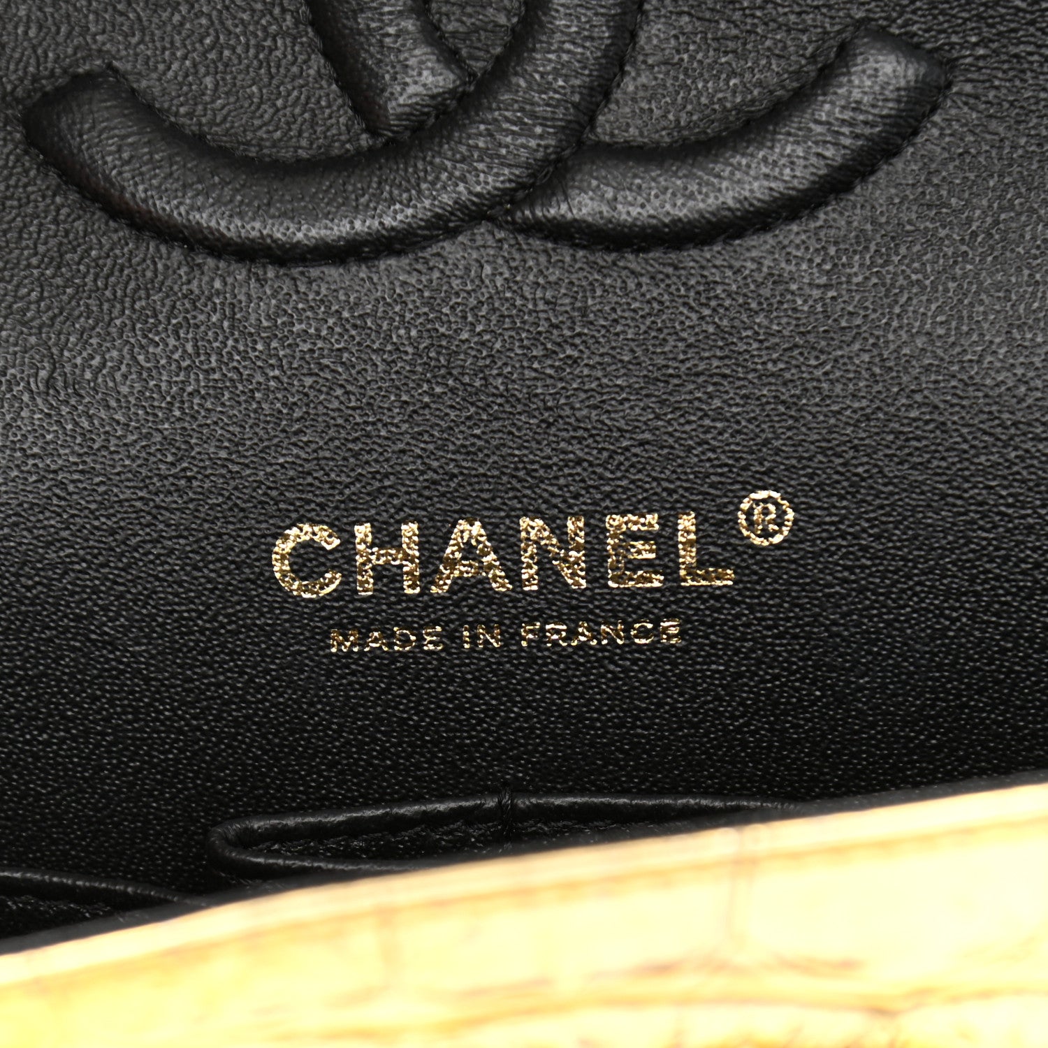 Chanel Metallic Calfskin Crocodile Embossed Cocodile Medium Double Flap Gold 6 of 11