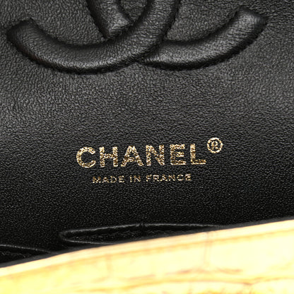 Chanel Metallic Calfskin Crocodile Embossed Cocodile Medium Double Flap Gold 6 of 11