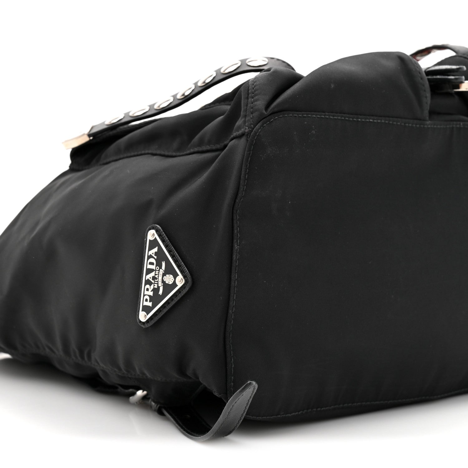 Prada Nylon New Vela Studded Backpack Black Fuoco 9 of 12