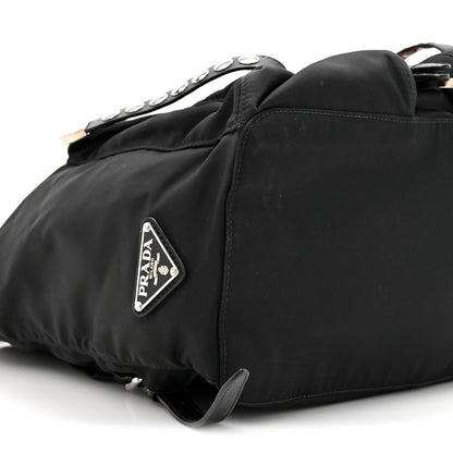 Prada Nylon New Vela Studded Backpack Black Fuoco 9 of 12