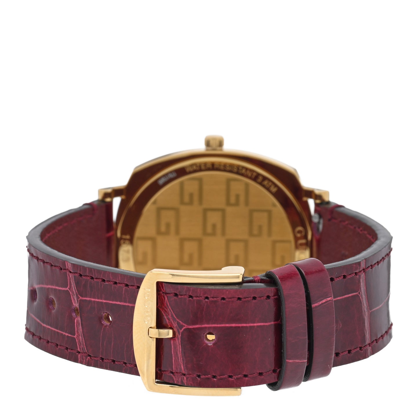 Stainless Steel Alligator 38mm Grip Quartz Watch Burgundy