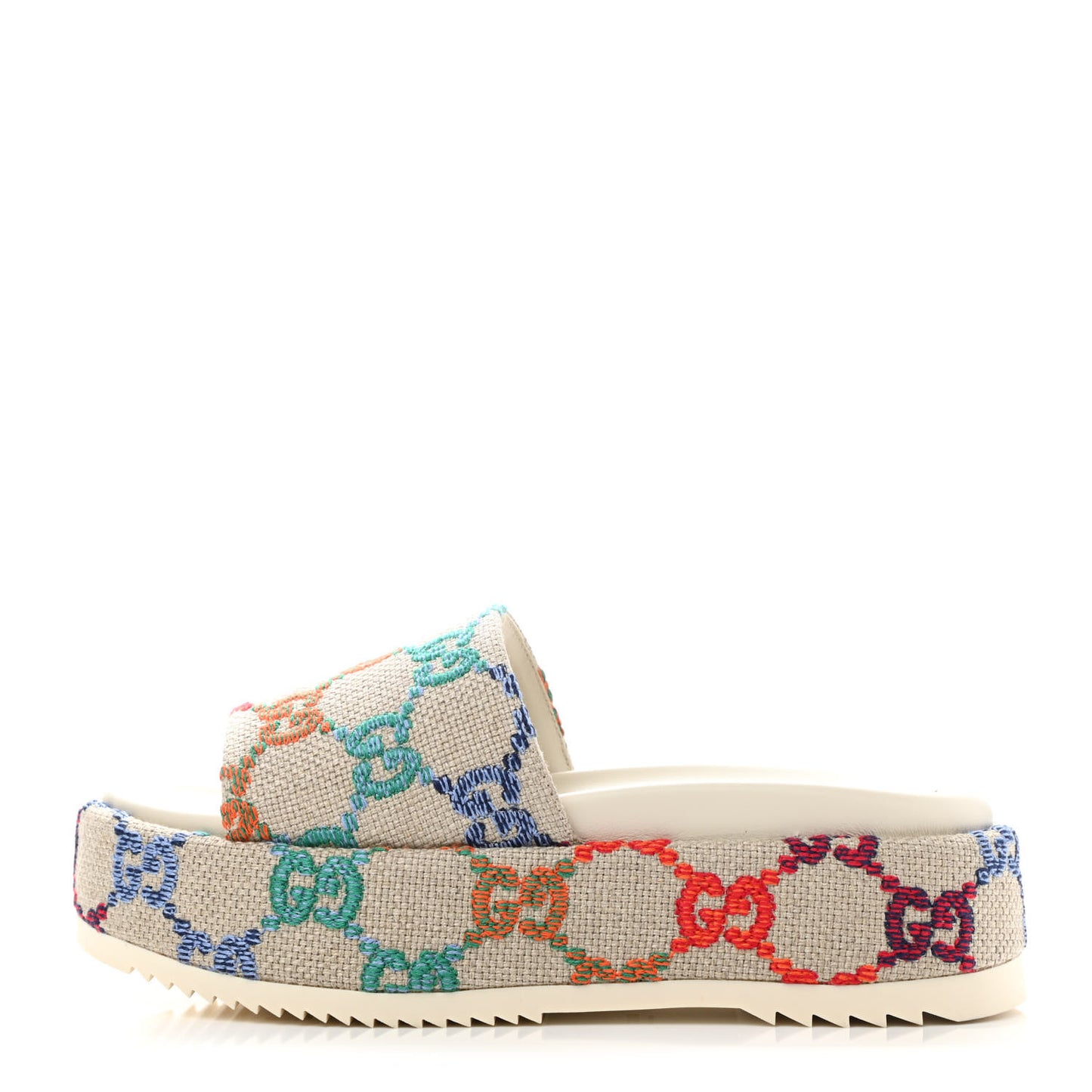 Linen Psychedelic Mini GG Monogram Angelina Platform 55mm Slide Sandals 37.5 Multicolor