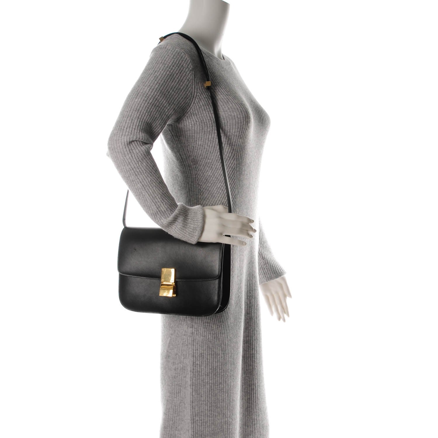 Celine Box Calfskin Medium Classic Box Flap Bag Black 2 of 7