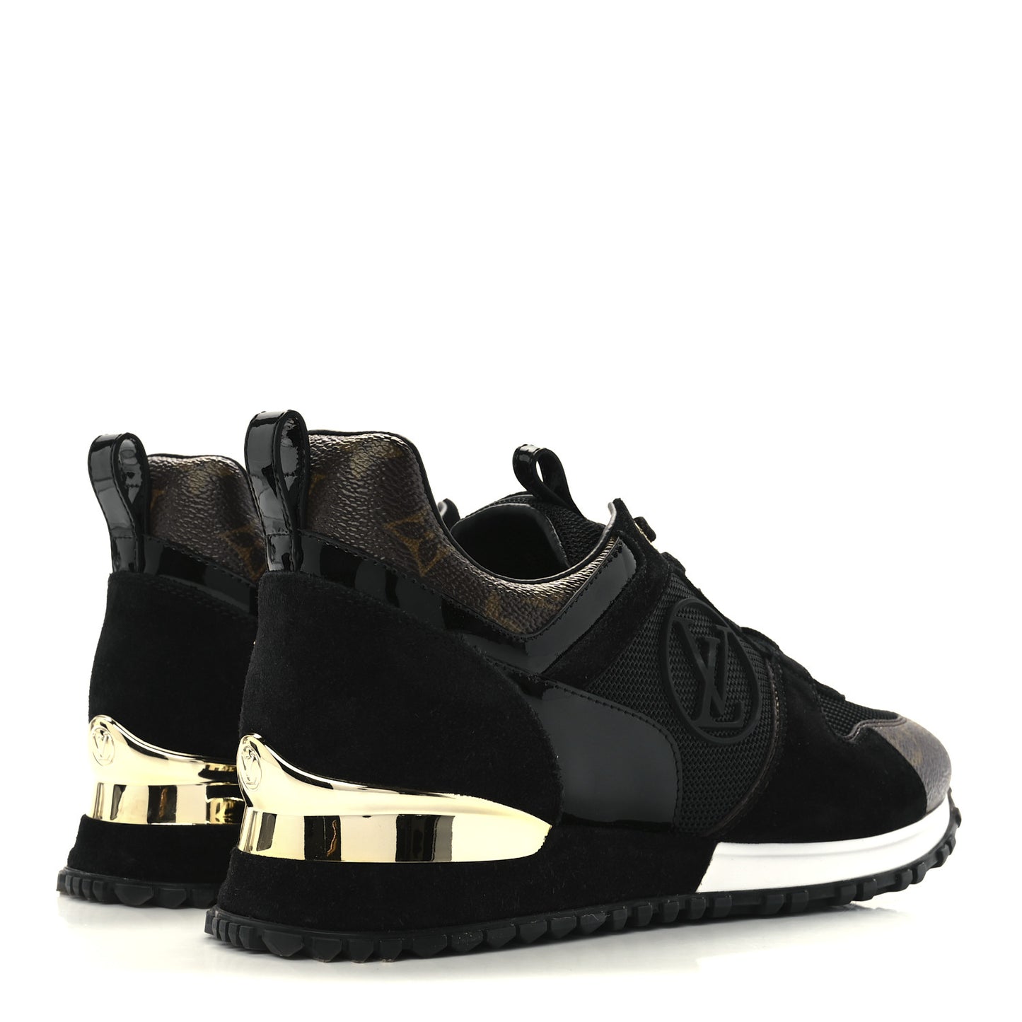 Suede Monogram Run Away Sneakers 38 Black