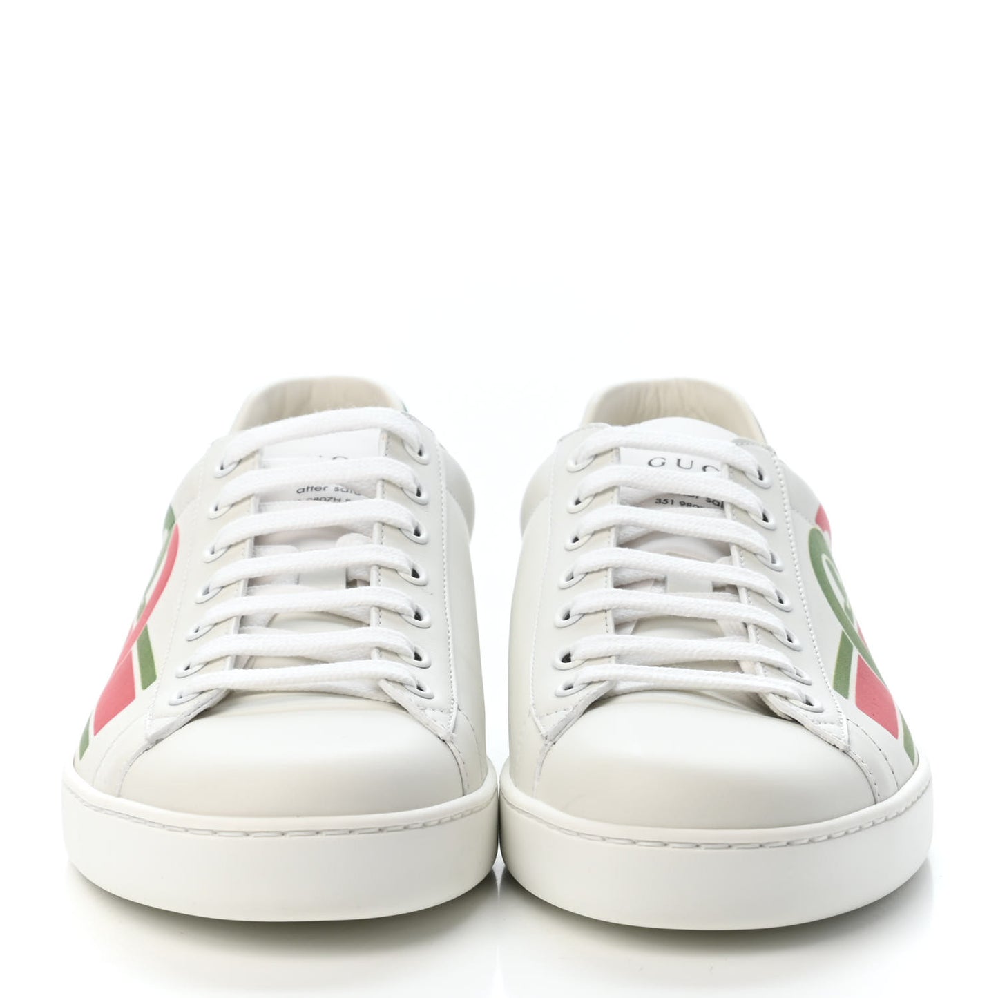 Calfskin Interlocking G Mens New Ace Sneakers 8 White Red Flame Green