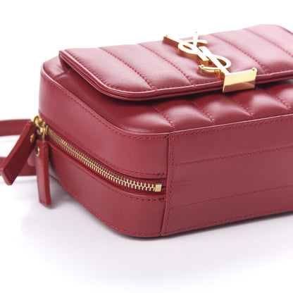 Saint Laurent Lambskin Matelasse Monogram Toy Vicky Camera Bag Red 4 of 10