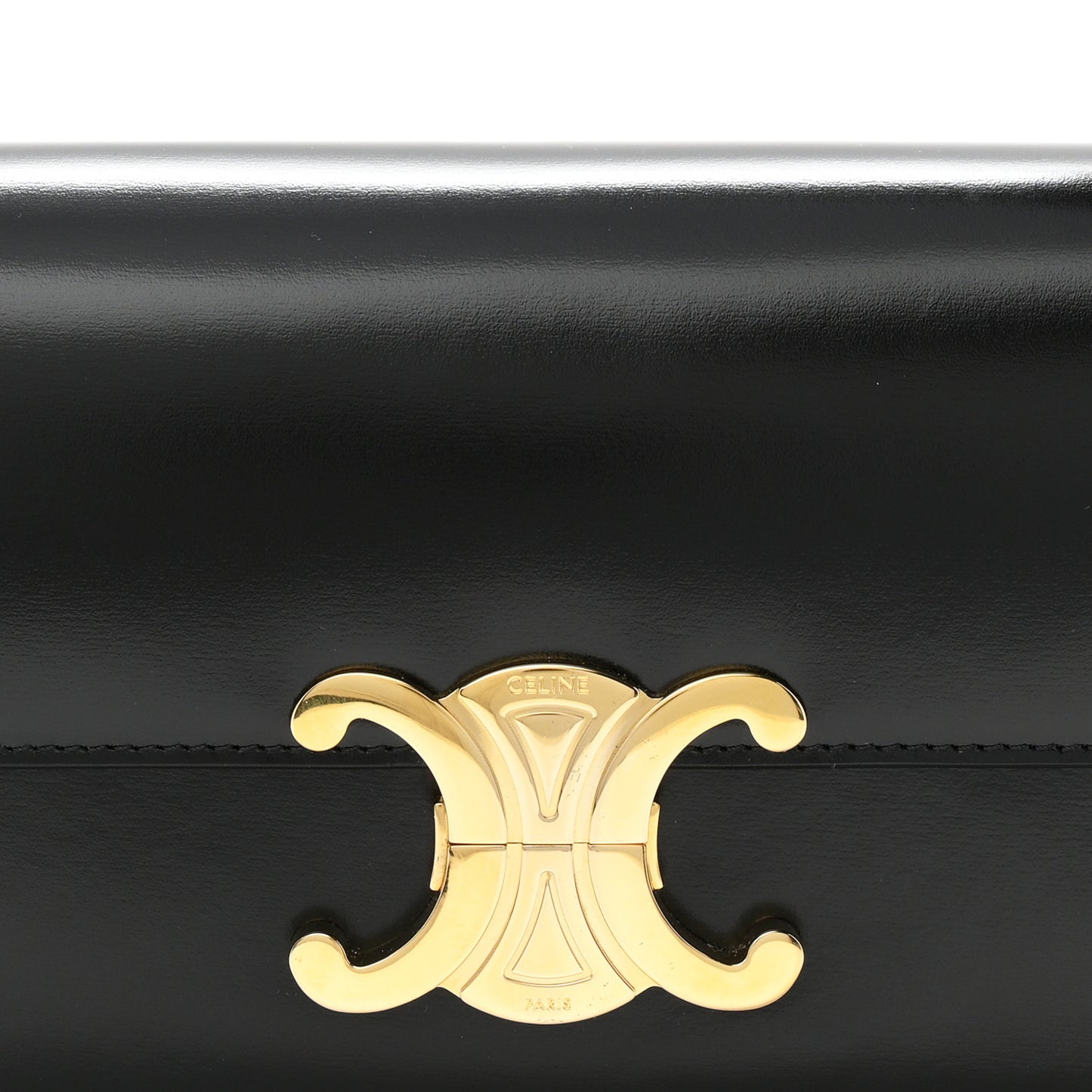 Shiny Calfskin Triomphe Shoulder Bag Black