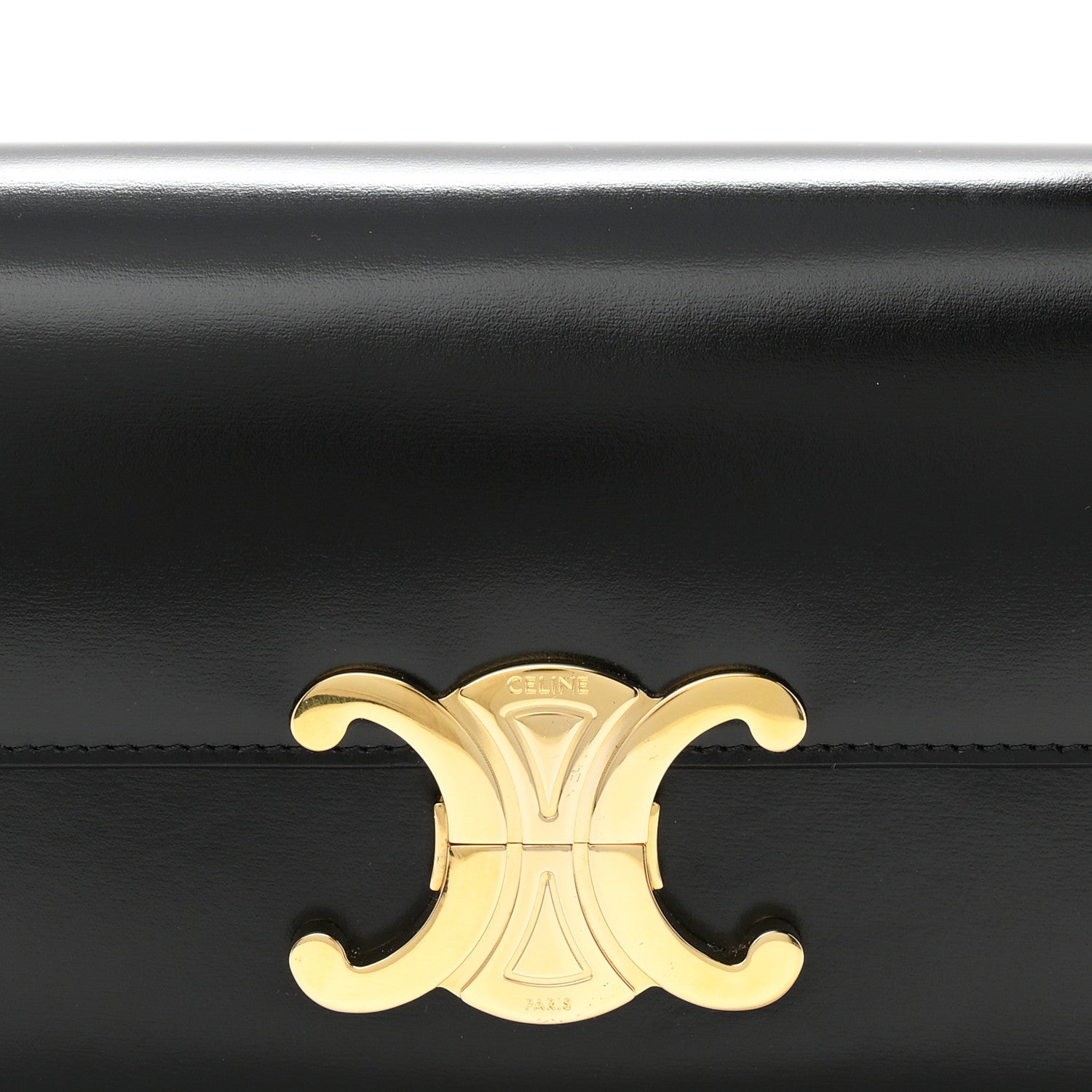 Celine Shiny Calfskin Triomphe Shoulder Bag Black 8 of 10